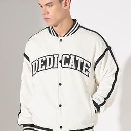 SHOWOFFFF Men Stand Collar Typography Printed Lightweight Varsity Jacket-picture-28