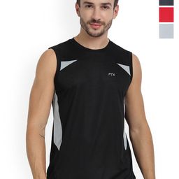 FTX Pack Of 4 Color Blocked Round Neck Sleeveless Gym Innerwear Vests-picture-39