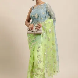 CATCHY FOREVER Embellished Gotta Patti Organza Saree-image-24
