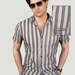 ALMATY Men Comfort Slim Fit Opaque Striped Casual Shirt-image-55