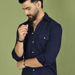 Indian Needle Men Classic Fit Textured Spread Collar Casual Shirt-image-66