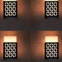 Gojeeva Black 4 Pieces Wood Square Shaped Textured Contemporary Wall Lamp-image-47