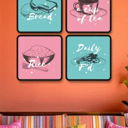 SAF Pink & Green 4 Pieces Cafe Theme Painting Wall Arts-picture-39