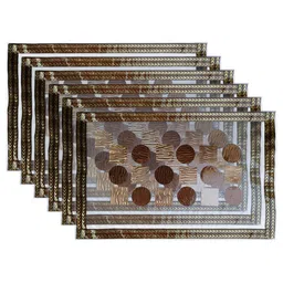 Kuber Industries 6-Pcs Brown Patch Design Rectangle Anti-Slip Table Placemats-3