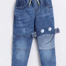 Here&Now X Denikid Boys Pure Cotton Low Distress Light Fade Applique Jeans-picture-17