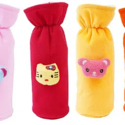 PRINTS Soft Plush Stretchable Baby Feeding Bottle Cover Easy to Hold with Attractive Cartoon Suitable for 130-250 ML Baby Bottle Cover (Pack of 6)-image-5