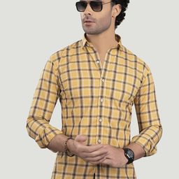 ALMATY Men Comfort Slim Fit Tartan Checks Opaque Checked Casual Shirt-image-50