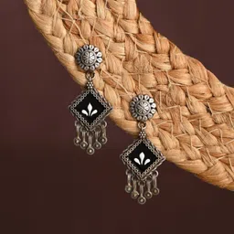 Anvik Silver-Plated Contemporary Shaped Drop Earring-36