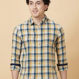 Being Human Men Classic Slim Fit Spread Collar Tartan Checked Cotton Casual Shirt-image-71
