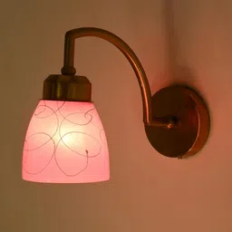 SOMIL Pink & Gold-Toned Printed Glass Wall Lamp-image-72