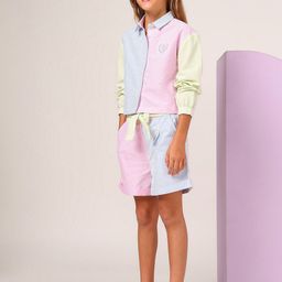 U.S. Polo Assn. Kids Girls Colourblocked Pure Cotton Shirt Style Regular Top-image-1