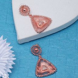 StyleCast Rose Gold-Plated Triangular Shaped Drop Earrings-image-100