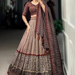A TO Z CART Printed Ready to Wear Lehenga & Unstitched Blouse With Dupatta-picture-4