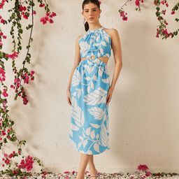 STREET 9 Striped Crepe A-Line Midi Dress-image-87