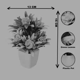 s-biv Set of 4 Flower Red And Blue 2-2 Pcs For Decoration Home Office And Shop Multicolor Rose Artificial Flowerwith Pot image 3