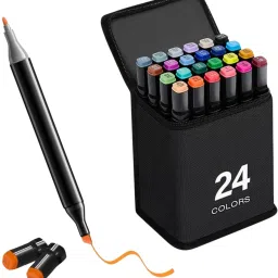 Dual Tip Art Markers-24 CI932 24 PCS Bullet and Calligraphy Alcohol Ink Marker Nib Sketch Pens-image-16