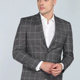 Men Checkered Single Breasted Formal Blazer-image-38
