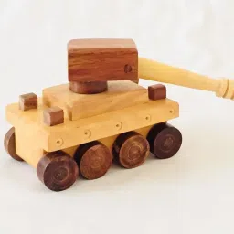 Wooden Handcrafted Army Tank Toy for kids/Showpiece ( Pack of 1 )-6