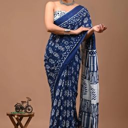 Printed Handloom Pure Cotton Saree-image-7