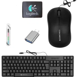 ZEBRONICS K20 Keyboard, Comfort Mouse,MousePad, Cable Protector,C-OTG (Set-5) Combo Set-2
