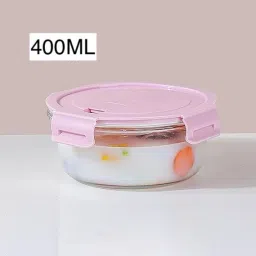 swaks Borosilicate Glass Bowl with AirTight Lid(400+580+680ML) 3PC SET MULTICOLOUR LID 3 Containers Lunch Box image 2