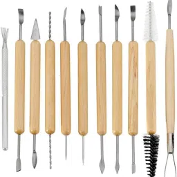Set of 11 Wooden Clay Tools For Pottery, Soap/plaster/clay sculpting, carving,-17