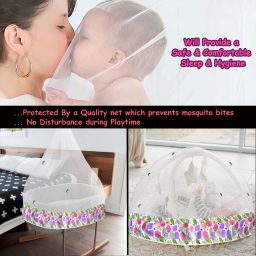 vparents Polyester Infants Washable Mosquito Net for Baby Cradle Jhula Saree Swing with Zip Opening at bottom Mosquito Net image 4