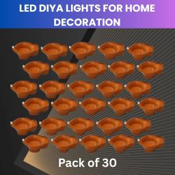 Water Sensor Diya LED Water Diyas for Diwali Home & Office Décor Pack of 30 B320 Plastic (Pack of 30) Table Diya Set-image-68