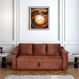 casacraft from pepperfry Richmond Sofa Cum Bed With Storage in Textured Rust Colour-picture-46