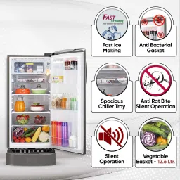 lg 185 L Direct Cool Single Door 5 Star Refrigerator with Base Drawerwith Smart Inverter Compressor, Smart Connect, Fast Ice Making image 4