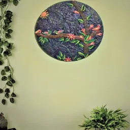 disoo fashions Woden 3D Nature Handmade Multicolour Round Wall Art-picture-3
