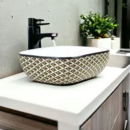 Premium Quality Attractive Ceramic Glossy Art Basin For Bathrooms & Living Room AR-04 [18 x 13 x 5]INCH Table Top Basin-image-59