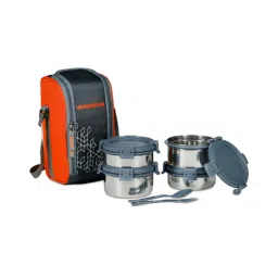 Varmora SS Cuisine Stainless Steel Lunch Box for Office - Set of 4 Container - Grey - 520 ml- 2pc & 390 ml-2pc with Insulated Bag-picture-29