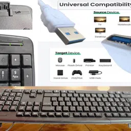ANJO Keyboard-Wireless Mouse-Pad-3.0 USB Hub-Cleaner-OTG 2 in 1-Ext 1.5m-LED-Skin Combo Set image 2