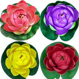 Waterproof Floating Lotus Artificial Flower for Home Mandir & Decoration Multicolor Lotus Artificial Flower-image-3