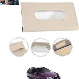 Beige Leatherite Rectangle Shape Fancy Design Tissue Dispencer For Car-60 Vehicle Tissue Dispenser-42