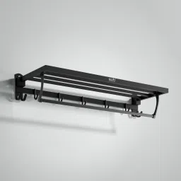 Stylish 24 Inch Foldable Towel Rack | Towel Stand with Hooks & Hanger Stainless Steel Toilet Paper Holder-image-41