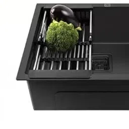 Home Kitchen Black Handmade sink Size24*18*10inch Weight 6.5kg Matt Polish With Coupling & Waste Pipe Soundproof Vessel Sink-image-64