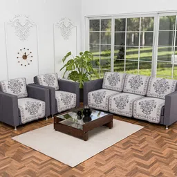 Kuber Industries Grey & White 10 Pieces Printed Cotton 5 Seater Sofa Cover-image-65
