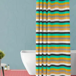 ArtzFolio Yellow & Black Printed Waterproof Shower Curtain-image-39