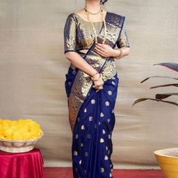 Dhyey Fashion Ethnic Motifs Woven Design Zari Pure Silk Banarasi Saree-image-41