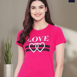 Dreambe Women Pack of 2 Typography Printed Round Neck Cotton Regular Fit T-shirts-picture-30