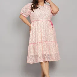 Tulsattva Women Puff Sleeve Tiered Fit And Flare Midi Dress-picture-39