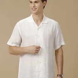 Linen Club Men Contemporary Spread Collar Textured Slim Fit Casual Shirt-picture-28