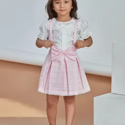 Peppermint Girls Self Design Peter Pan Collar Bell Sleeves Pinafore Dress-image-61