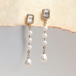 DressBerry Gold-Plated Artificial Stones Studded & Beaded Geometric Shaped Drop Earrings-33