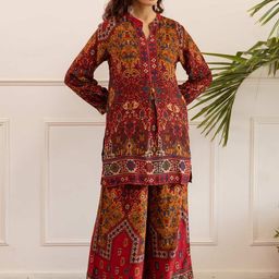 Spera Women Floral Printed A-Line Kurta with Palazzos-image-42