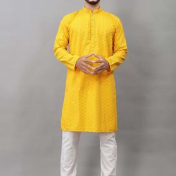 ALMORA Men Ethnic Motifs Embroidered Mirror Work Kurta-image-37