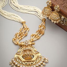 PANASH Gold-Plated Stone-Studded & Beaded Jewellery Set-picture-20