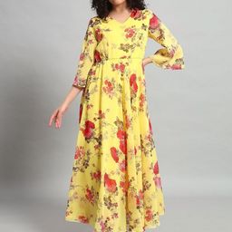 HELLO DESIGN Floral Print Bell Sleeve Georgette Maxi Dress-image-49